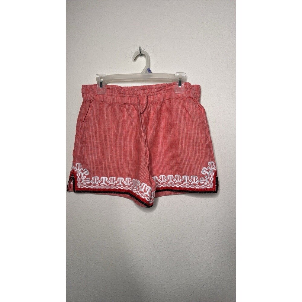 Anthropologie Beachcomber embroidered Linen Drawstring Shorts Small - Picture 3 of 15